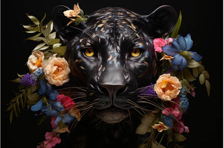 Panther head flowers mammal, an Animal Photo by Ylivdesign