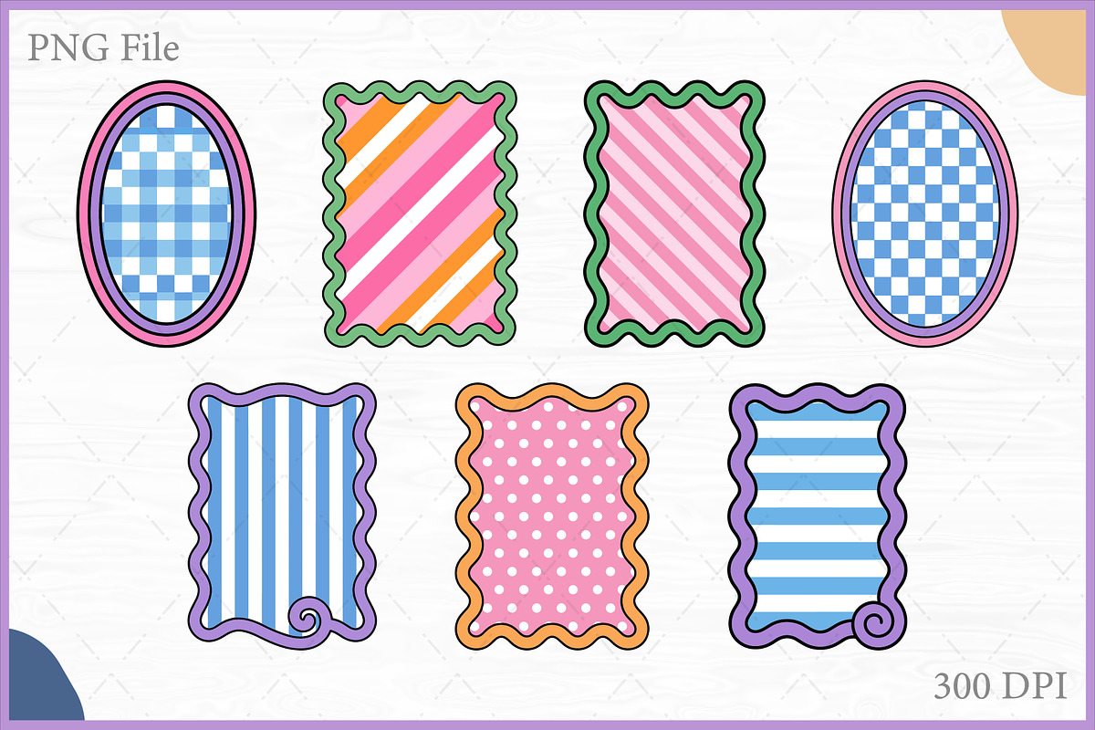 Retro Wavy Pattern Frames Vector Set, a Decorative Illustration by Gfx Expert Team (Photo 1 of 10)