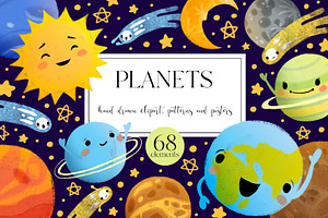 Solar System. Cute Planets Clipart