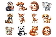 Watercolor Cute Animals Clipart, a Graphic by CitraGraphics (Thumbnail 2 of 4)