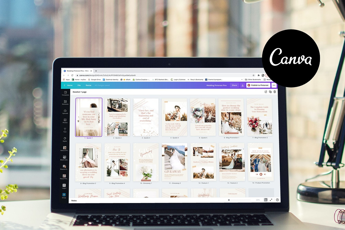 Wedding Pinterest Canva Templates, a Social Media Template by Cultive Creative (Photo 4 of 13)