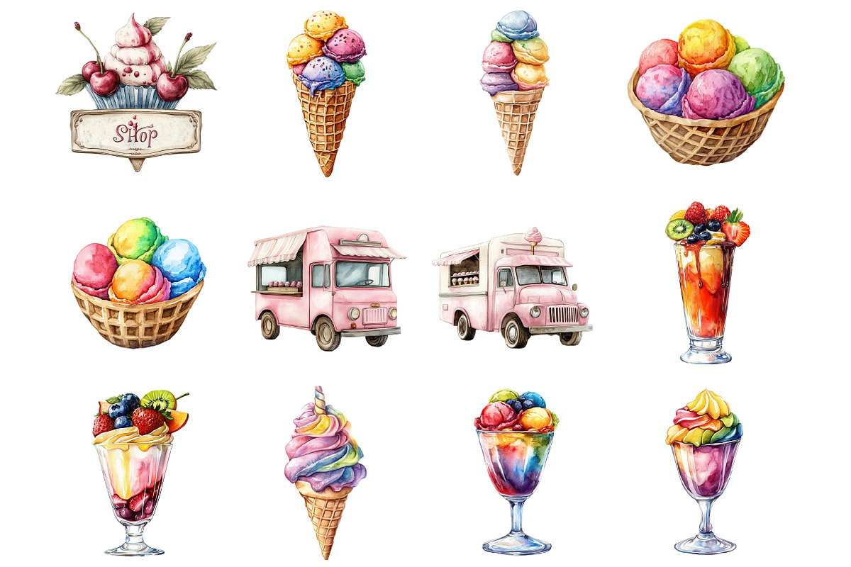Colorful Ice Cream Shop Clipart, an Illustration by Design Market (Photo 2 of 3)