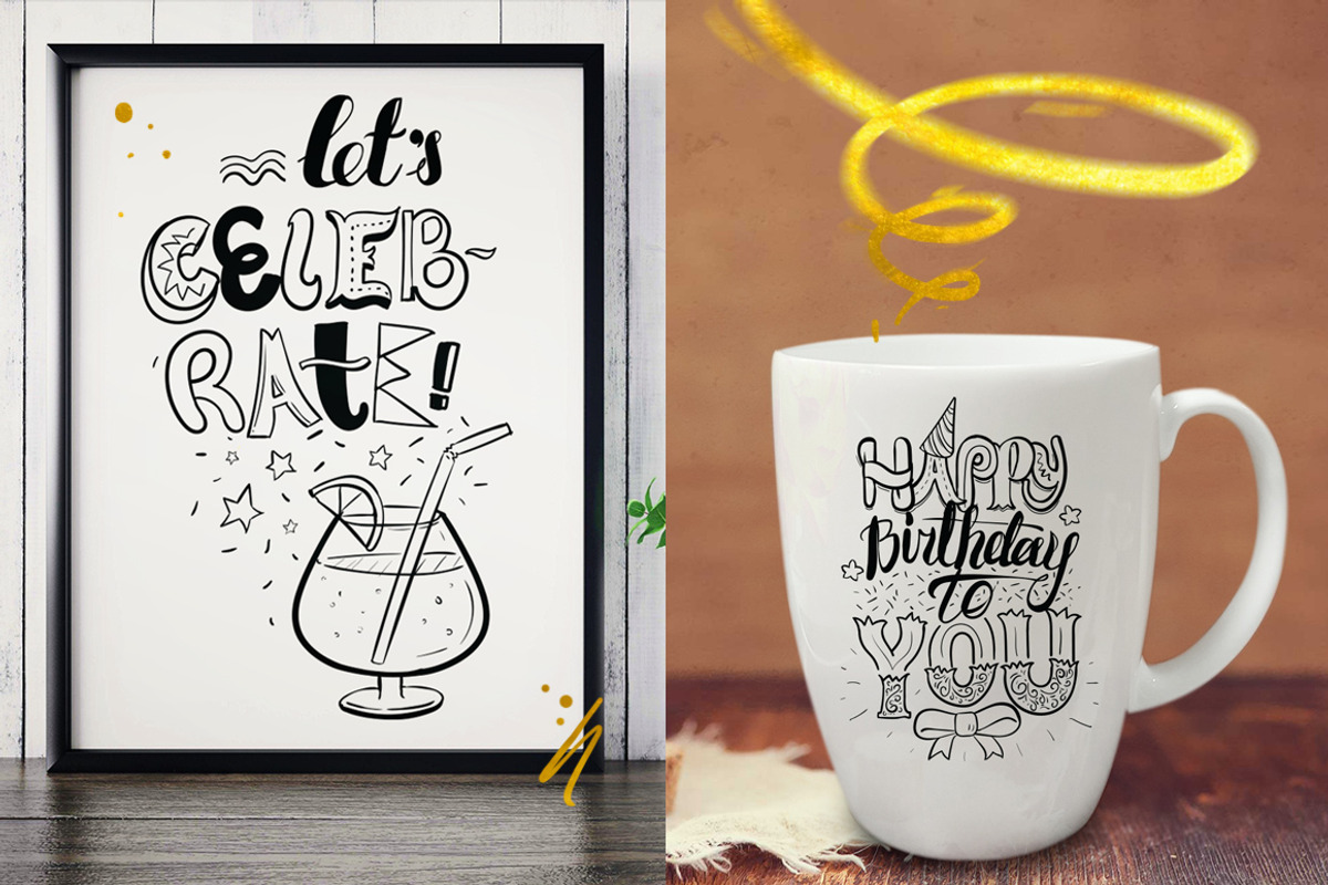Happy Birthday hand lettering set, a Graphic by pa3x (Photo 2 of 6)
