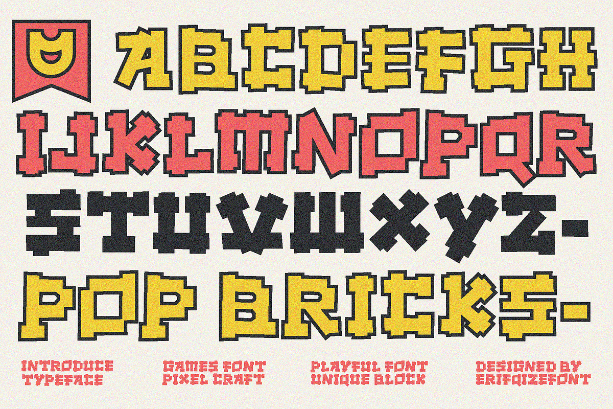 Pop Bricks Font, a Font by Erifqizefont (Photo 4 of 10)