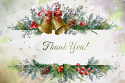 Watercolor Christmas Bells Clipart., a Decorative Illustration by VetaDesign (Thumbnail 9 of 9)