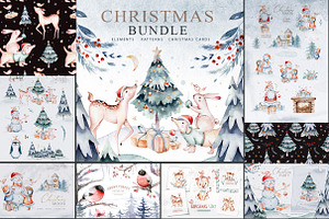 70% off Watercolor Christmas Bundle