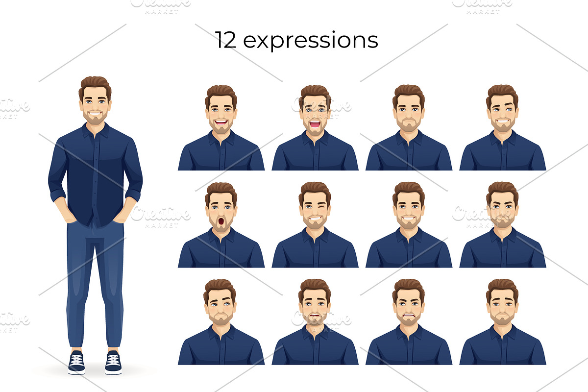 Casual young handsome man collection, a Person Illustration by Volha Hlinskaya (Photo 3 of 5)