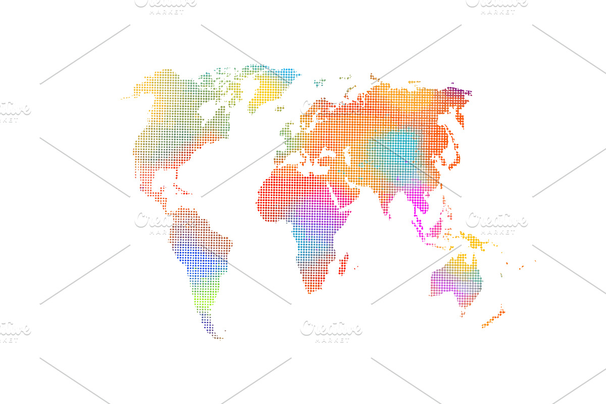 world colored map made of dots on a, a Technology Illustration by Nenahliadava Design