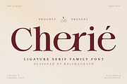 Chérié – Ligature Serif Family Font, a Serif Font by Krismagraph (Thumbnail 1 of 15)