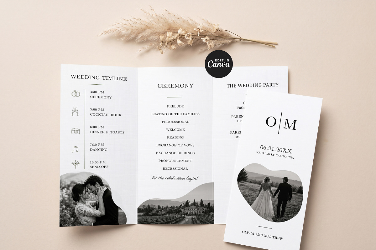 Modern Wedding Program Template, an Invitation Template by Arslan (Photo 1 of 4)