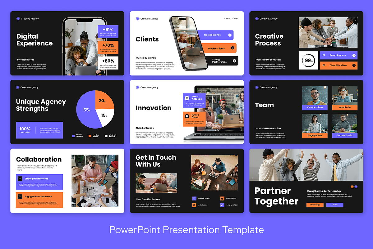 Black Orange Purple Creative Agency, a Presentation Template by Sixtemp (Photo 3 of 3)