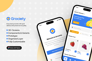 Grociety - Grocery App UI Kit, an UI Kit Template by restiyathena