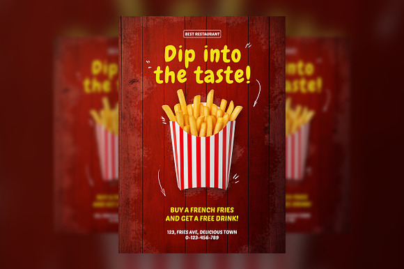 French Fries Fast Food A4 Flyer preview 2