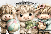 Watercolor Summer Highland Cow Clipa, a Seasonal Illustration by Rose Art (Thumbnail 1 of 6)