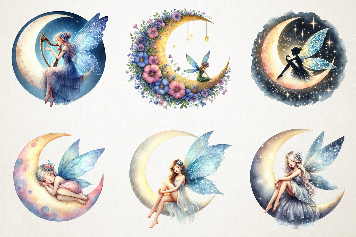 Fairy Moon Clipart, an Illustration by RobertsArt (Photo 3 of 7)