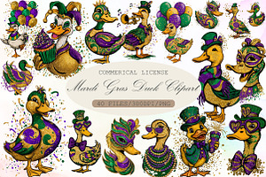 Watercolor Mardi Gras Duck Clipart, an Illustration by Sublimation Artist