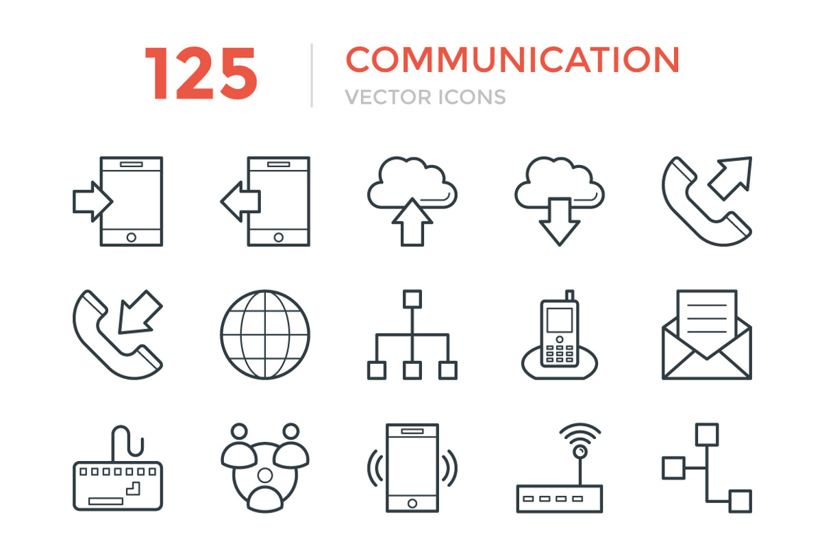 125 Communication Vector Icons, an Outline Icon by Vectors Market (Photo 1 of 3)