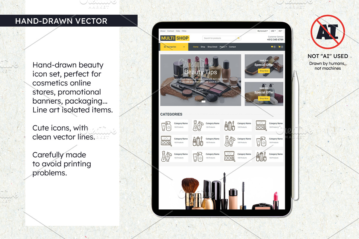 Beauty & Cosmetic SVG Icons, an Outline Icon by insemar (Photo 2 of 4)