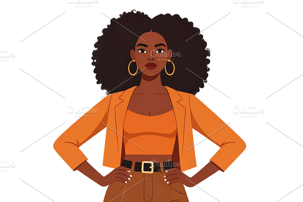 Black woman standing in front of a neutral backdrop wearing a bo, a Person Illustration by DanFLCreativo