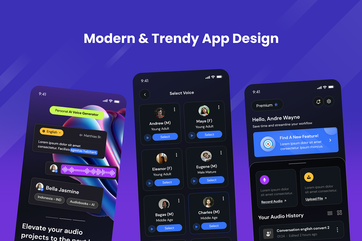 VoxCraft - AI Voice Generator Apps, an App Template by SquidPixey (Photo 2 of 5)