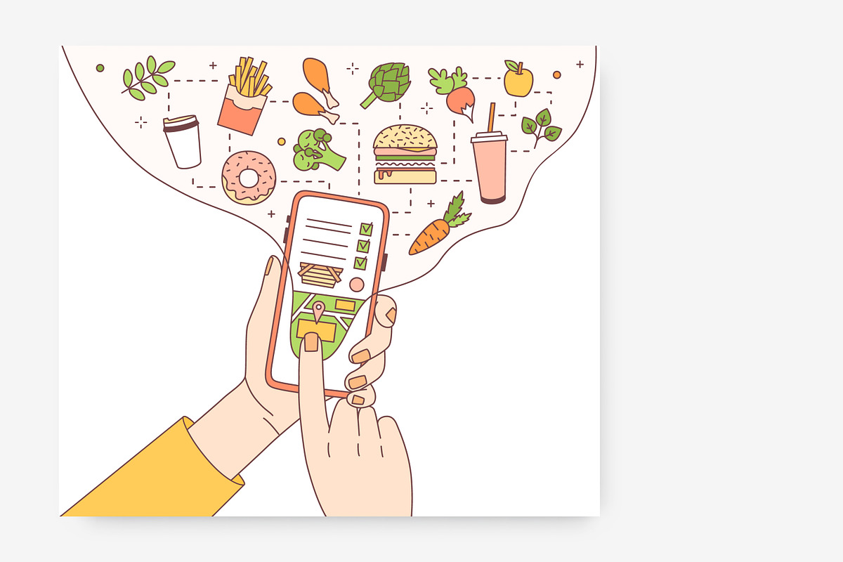 Food delivery app banner, flyer, a Food Illustration by Good Studio (Photo 4 of 5)