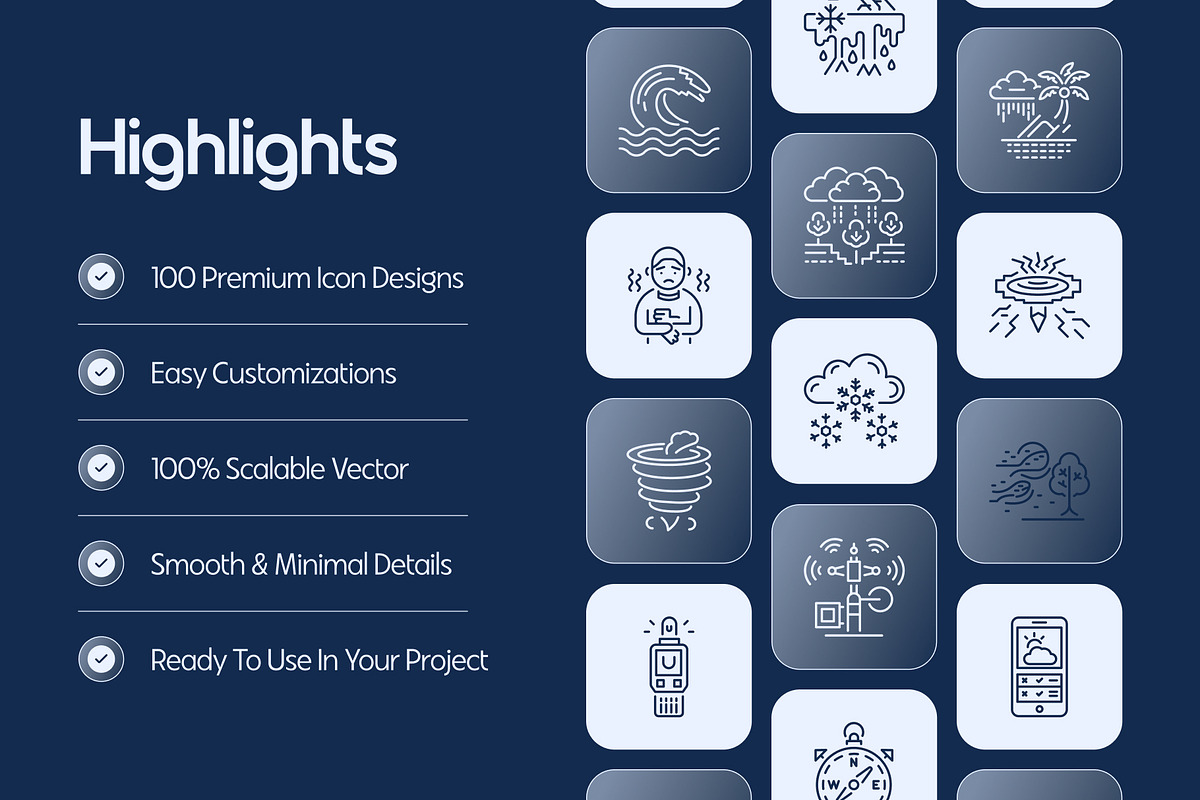 Weather Icons Set, an Outline Icon by Prosymbols (Photo 2 of 7)