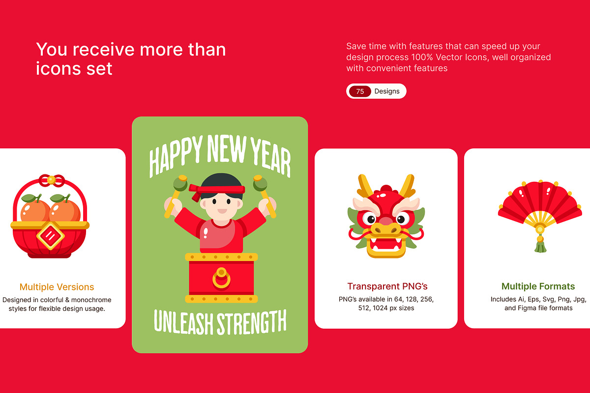 75 Chinese New Year Flat Icons, an Emoji Icon by Brickclay (Photo 2 of 10)