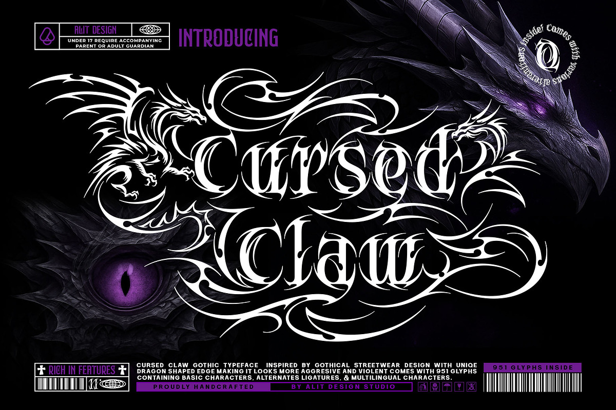 Cursed Claw Typeface, a Blackletter Font by alit design (Photo 12 of 20)