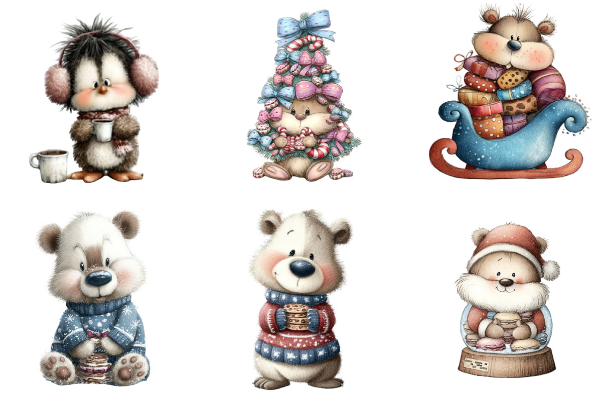 Whimsical Christmas Clipart, an Illustration by DreamArtGraphic (Photo 3 of 5)