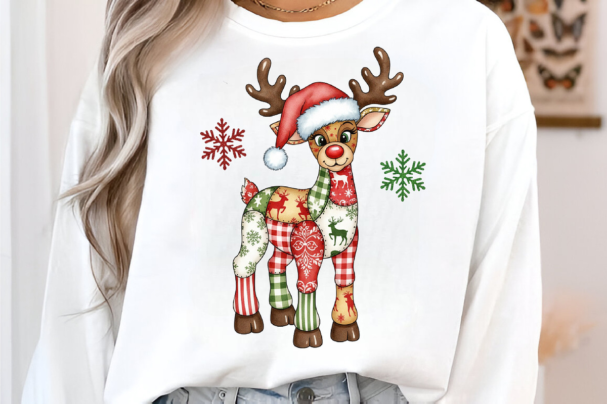 Preppy Patchwork Christmas Reindeer, an Illustration by SinaCreation (Photo 5 of 7)