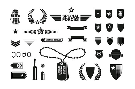 Military theme icons set