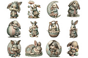 Watercolor Easter Bunny Clipart, an Illustration by DreamArtGraphic (Thumbnail 2 of 5)