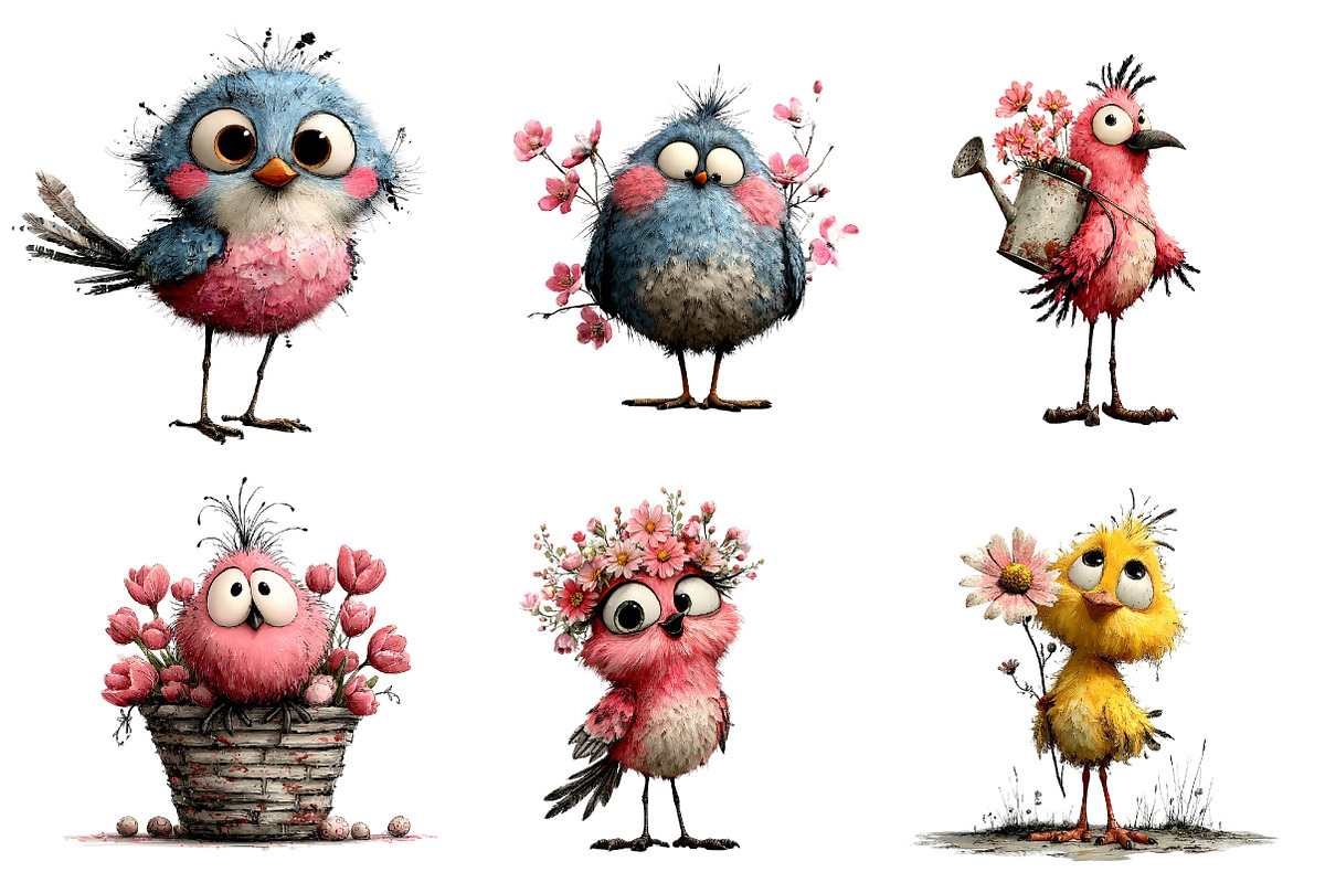 Whimsical Spring Bird Clipart, an Illustration by CreationArt (Photo 3 of 6)
