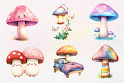 Watercolor Cute Magic Fairy Mushroom, an Illustration by CreationArt (Thumbnail 2 of 9)