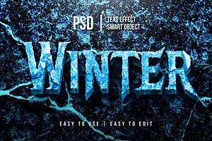winter ice text effect 3d texture, a Layer Style Add-On by yokbisayok