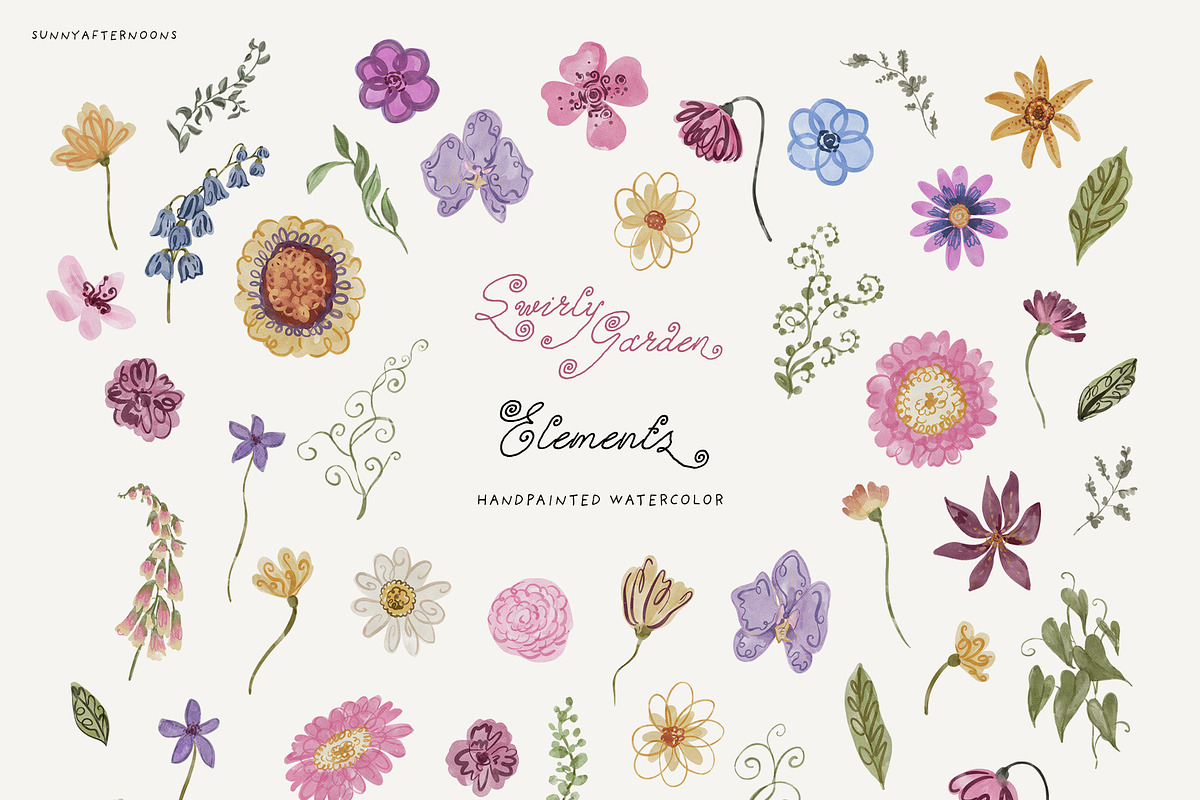 Whimsical Swirly Garden Florals, a Decorative Illustration by SunnyAfternoons (Photo 15 of 17)