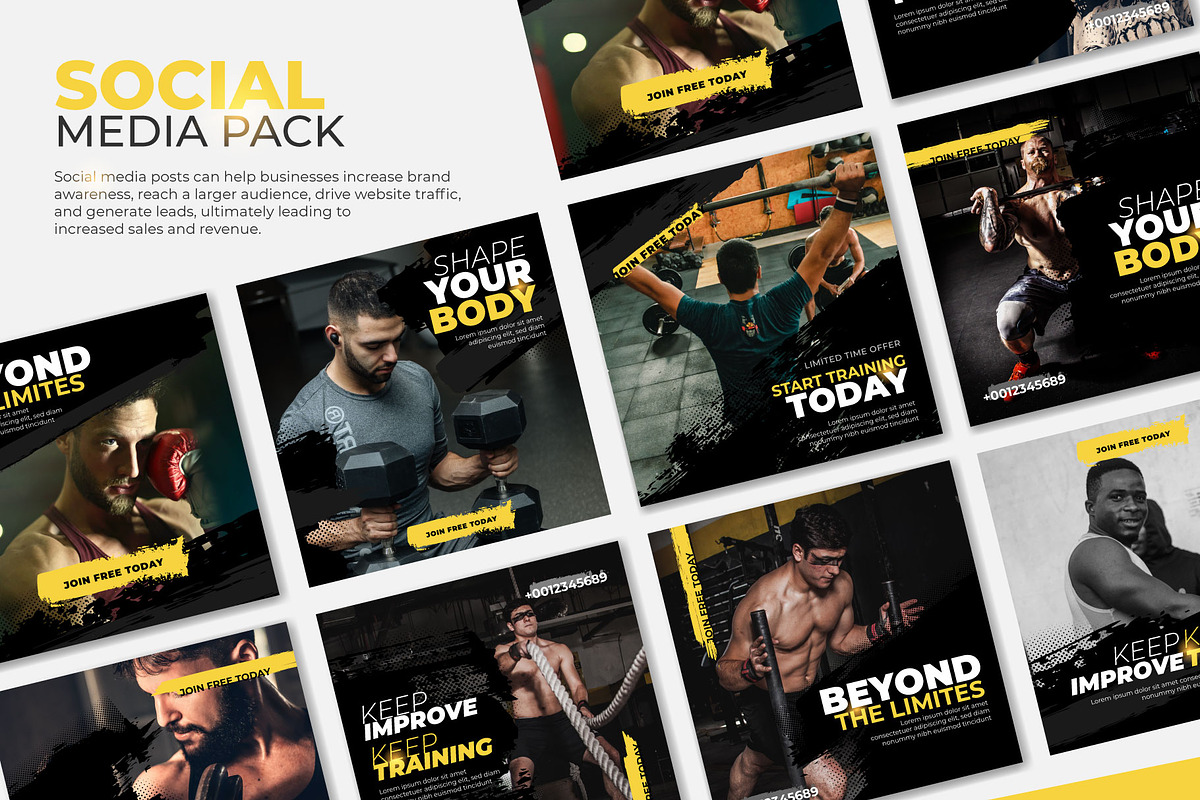 Gym and fitness social media poster, a Social Media Template by Warm Snow (Photo 1 of 5)