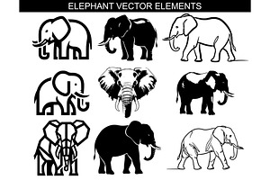 Elephant Vector Elements Bundle, an Animal Illustration by balal