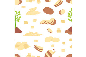 Fresh potato seamless pattern, a Food Illustration by LadadikArt