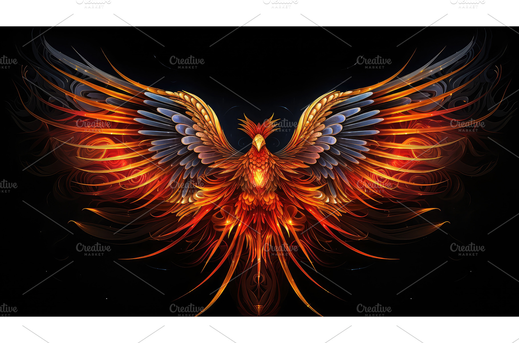 mythical geometric phoenix ai, an Animal Photo by pikepicture