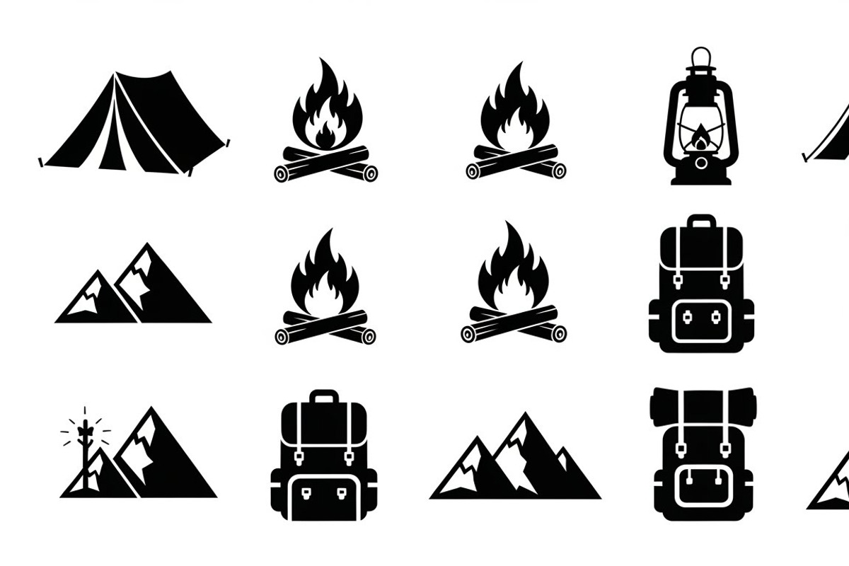 Camping Adventure Silhouette Icon, an Illustration by Artivon (Photo 5 of 51)