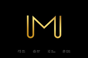 Gold Luxury Outline Letter M Logo, a Branding & Logo Template by Minimalist Logos