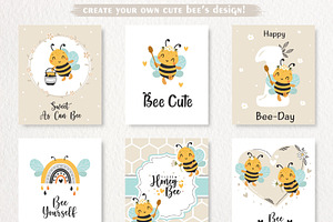 Cute Bees Clipart Set