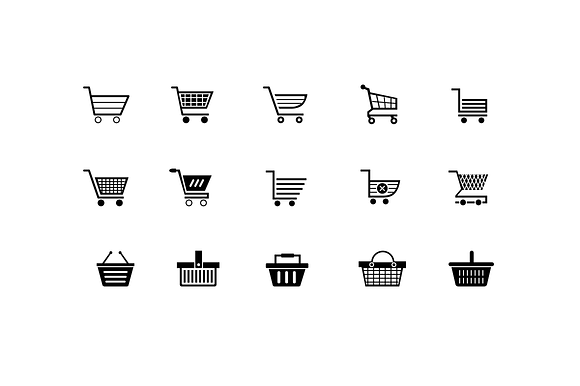 15 Shopping Cart and Basket Icons preview 3