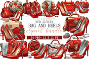 Red Luxury Bag and Heels Clipart, an Illustration by DreamArtGraphic (Thumbnail 1 of 5)