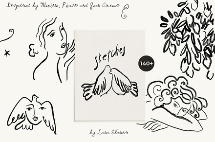 SKETCHES Line Art Drawings, a Decorative Illustration by Lana Elanor