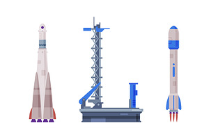 Space Rockets And Spaceship Launch