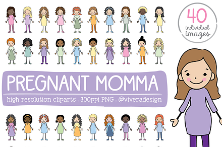 Pregnant Mama Stick Figure Cliparts