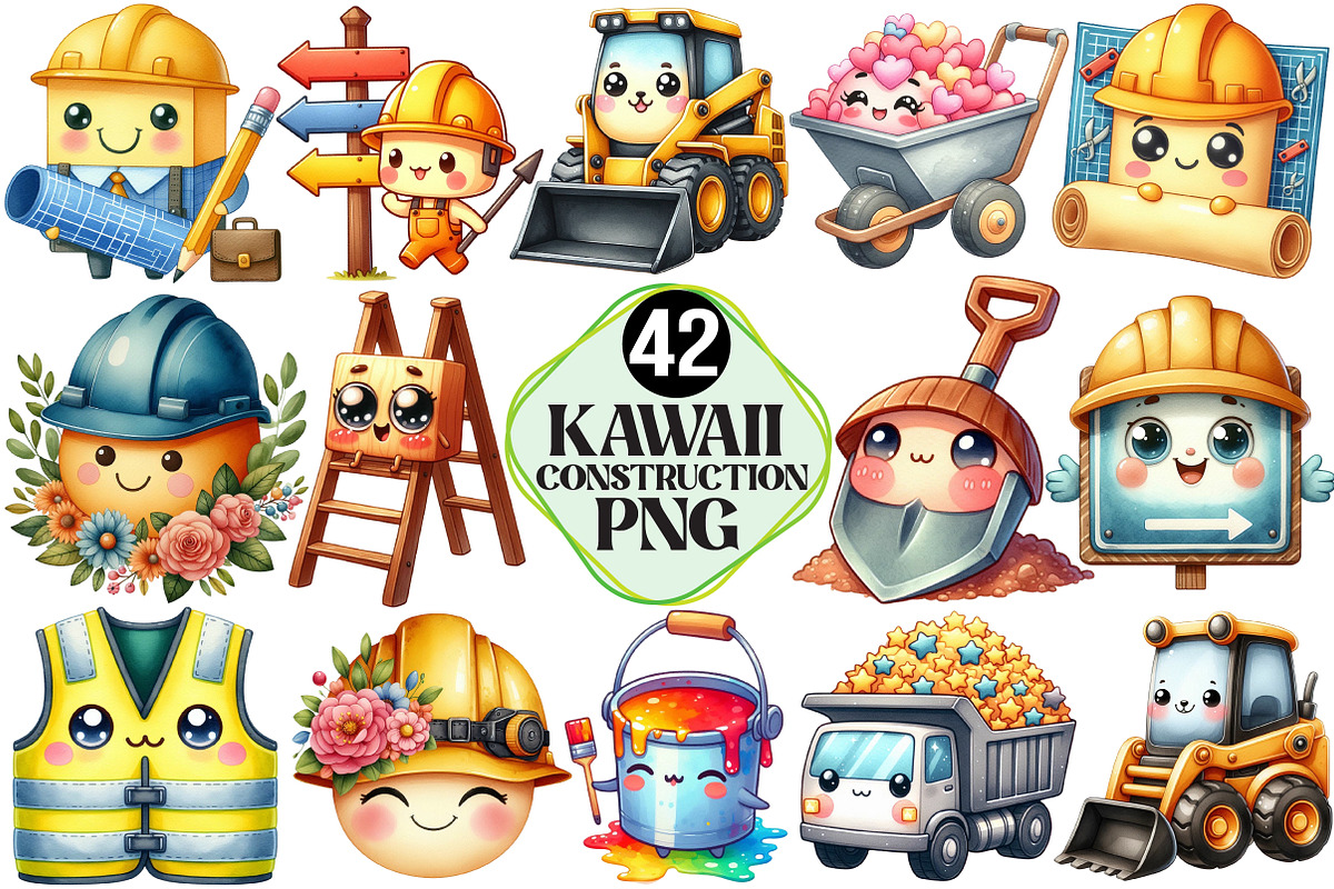 Kawaii Construction Sublimation PNG, an Illustration by Pixels.Craft (Photo 1 of 7)