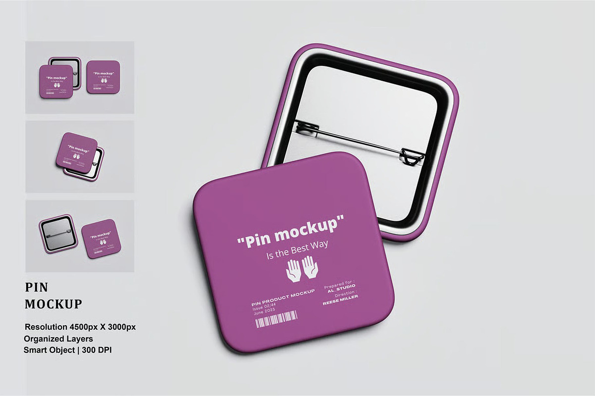 Pin mockup, an Advertising Mockup by zpackcreative (Photo 1 of 5)